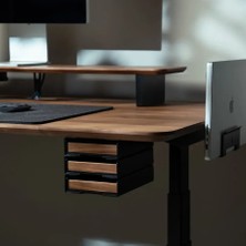 Clue Design Modüler Masa Tepsisi | Masif Ahşap & Çelik Organizer Ceviz