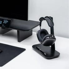 Clue Design Ahşap & Çelik Kulaküstü Kulaklık Standı | Masaüstü Düzenleyici Siyah