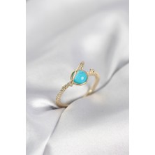 Pazarcan Gold Renk Zirkon Taşlı Satürn Model Kadın Yüzük