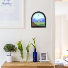 Normadia Renkli Ahşap Dağ Ova Ev 3D Kabartma Hol ve Anahtarlık Seti