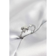 Pazarcan Gümüş Renk Yonca Model Sedefli Kadın Yüzük