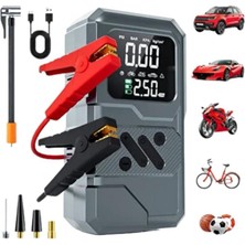 Geseus Akü Takviyeli Hava Pompası Jump Starter 12000 Mah Powerbank, LED Lamba –9654