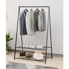 Normadia Iki Raflı Siyah Konfeksiyon Elbise Askılığı, Şık ve Pratik Depolama