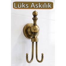 Normadia Antik Sarı Gold Metal Ikili Askılık, Şık ve Fonksiyonel Duvar Askısı