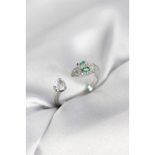 Pazarcan Yılan Model Zirkon Taşlı Gümüş Renk Kadın Yüzük