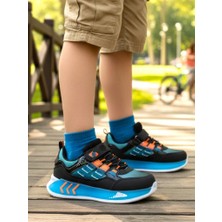 Ellaboni Erkek Çocuk Siyah Oranj Yumuşak Comfort Taban Spor Ayakkabı Terletmez Triko Sneaker