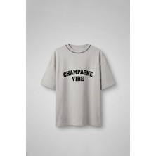 Abluka Online Erkek Oversize Premium Kontrast Yaka Baskılı T-Shirt Gri