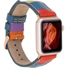 Tp Buğz Apple Watch Uyumlu Deri Kordon 42-44-45MM Gökkuşağı