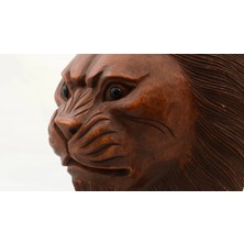 Tp Buğz Maun Ağacı El Yapımı Dekoratif Aslan Büstü