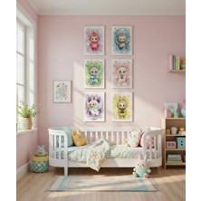 Labubu Resim Poster Baskı Seti - 6’li Set – Çocuk Odası Duvar Dekoru 300GR Mat Kuşe Baskı Poster