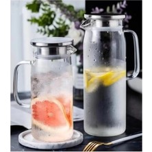 Tp Buğz 1500 ml Borosilikat Cam Su Sürahisi - Metal Kapaklı ve Isıya Dayanıklı