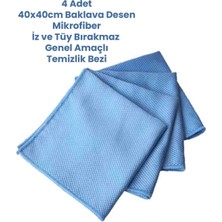 Ambalaj Yelpazesi 40X40CM Mikrofiber 4 Adet Baklava Desen Genel Amaçlı Temizlik Bezi