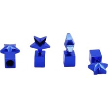 Calperia Yıldızlı Alüminyum Sibop Kapağı 4'lü Set Mavi