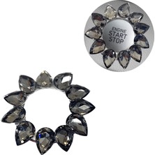 Calperia Kristal Damla Taşlı Start Stop Düğme Halkası Füme