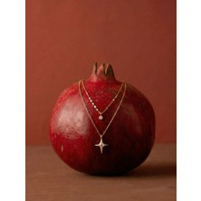 925 Ayar Gümüş Kuzey Yıldızı Katmanlı Kolye – 2’li Zincirli Zirkon Taşlı North Star Kolye | Silveria Jewels