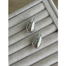 İrem Yıldız Silver Damla Desen Çelik Küpe