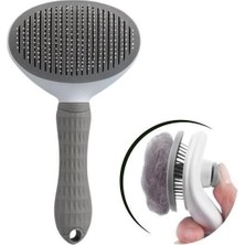 Tp Buğz Kedi Köpek Tüy Toplayıcı Kendini Temizleyebilen Ergonomik Rahat Evcil Hayvan Tarağı Gri