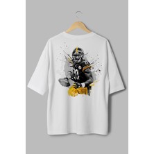 Overoz 79 Amerikan Futbolu Sırt Baskılı Yarı Oversize Siyah T-Shirt 1187