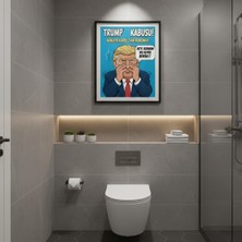 Miyrem -Eğlenceli ,komik Wc Posteri-Trump Kokudan Duramıyor -Ahşap Çerçeveli Tablo