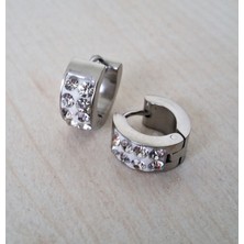 Madamera Çelik Küpe Zirkon Taşlı Kadın Küpe Şık Tasarım Bayan Küpe Halka MÇKU165