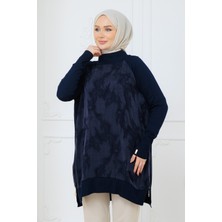 Pamuk Butik Kadın Yandan Fermuarlı Fırça Desenli Ipek Kupra Tunik -PMK518