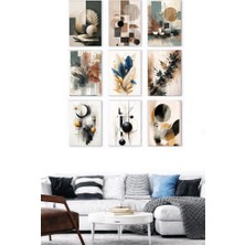 Luxrn Modern Soyut Kompozisyon Temalı 9 Parça Duvar Tablo Seti