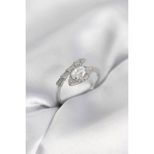 Nuvigo Yılan Model Gümüş Renk Zirkon Taşlı Kadın Yüzük - TJ-BYK4012