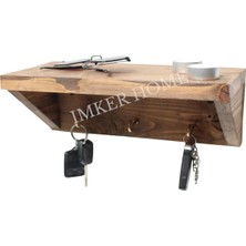 Normadia Çok Amaçlı Ahşap Duvar Rafı, Antre ve Hol Düzenleyici, Askılı Kanca