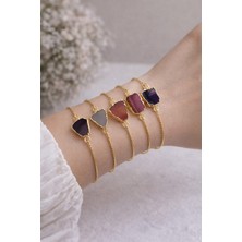 Dasemura Altın Kaplama Renkli Kuvars Akik Doğal Taş Bileklik 1 Adet Rastgele Gönderim