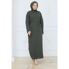 Pamuk Butik Kadın Içlikli Fileli Merserize Triko Elbise -PMK519