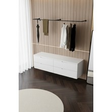 Normadia Metal Duvara Monte Elbise Askısı, Pratik ve Şık Antre Askılığı 145X25 cm