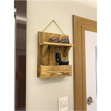 Normadia El Yapımı Ahşap Antre Anahtar Askısı ve Çok Amaçlı Raflı Dekorasyon