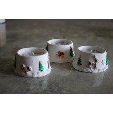 3 Lü Set Yılbaşı Temalı Mumluk, Yeni Yıl Temalı Tealight Mumluk, Mum Hediyemizdir.