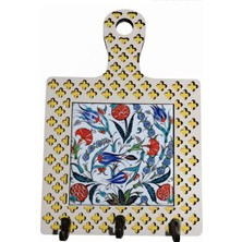 Normadia El Işçiliği Çini Desenli Büyük Dikdörtgen Ahşap Duvar Askısı