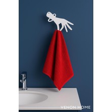 Normadia Beyaz Dekoratif El Figürlü Duvar Havlu Tutucu, Banyo ve Mutfak Askısı