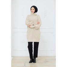 Pamuk Butik Kadın Boğazlı Triko Kazak Tunik -PMK521