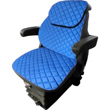 Özgürce Mavi Kabinli Traktör Koltuk Kılıfı 3 Parça Kapitone Deri Set