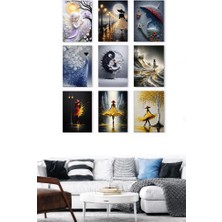 Luxrn 3D Görünümlü 9 Parça Çerçevesiz Duvar Tablosu Seti