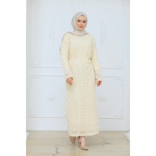 Pamuk Butik Kadın Ispanyol Kol Fitilli Fileli Içlikli Triko Elbise -PMK517