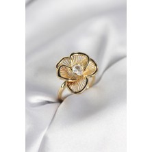 Nuvigo Gold Renk Çiçek Model Vintage Kadın Yüzük - TJ-BYK3997