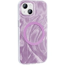 Ceponya iPhone 15 Kılıf Magsafe Şarj Özellikli Fırça Boya Desenli Brush Paint Patterned Kapak