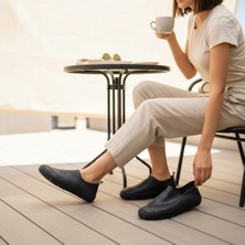 Emek Muhdamad Kadın Erkek Siyah Kaymaz Taban Deniz Plaj Ayakkabısı