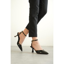 Trendella Kadın Siyah Rugan Topuklu Ayakkabı TR03MS01A