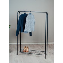 Normadia Şık Siyah Metal Raflı Ayaklı Elbise Askısı, Düzenli Depolama Için Ideal