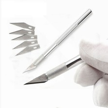 Calperia Metal Kretuvar Bıçağı Neşter Tipi Hassas Kesim Maket Bıçağı 5 Yedek Uçlu
