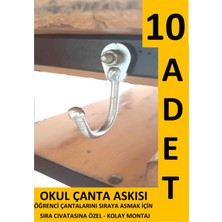 Normadia 10 Adet Plastiksiz Çanta Askısı, Duvar Sıra Demir Çengel Raf Seti