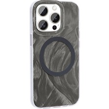 Ceponya iPhone 15 Pro Max Kılıf Magsafe Şarj Özellikli Fırça Boya Desenli Brush Paint Patterned Kapak