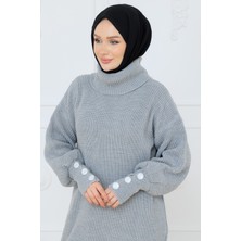 Pamuk Butik Kadın Boğazlı Triko Kazak Tunik -PMK521