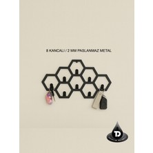 Normadia Altıgen Duvar Askılığı, 8 Kancalı, Paslanmaz Metal, Monte, Banyo, Mutfak, Ofis