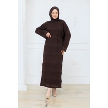 Pamuk Butik Kadın Merserize Içlikli Fileli Ajurlu Triko Elbise -PMK520